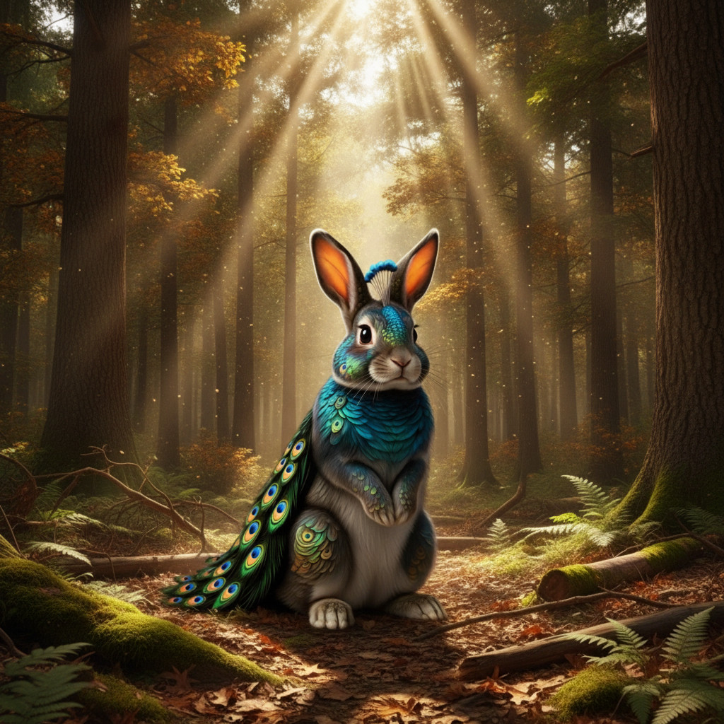 Peacock Jelly Bunny Morph — Cinematic Forest
